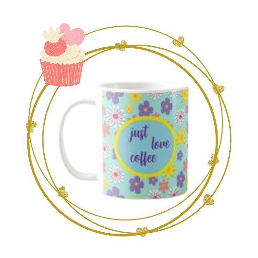 Just Love Coffee, Purple & Yellowフローラ コーヒーマグカップ