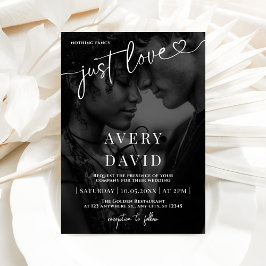 Just Love Minimalistの結婚黒写真 招待状