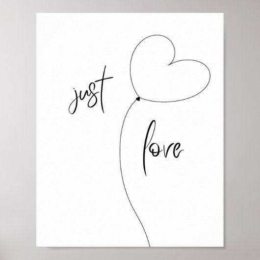 Just Love Minimalist Poster – Heart Balloon ポスター (正面)