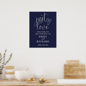 Just Love Navy Blue結婚's Welcome Sign ポスター (キッチン)