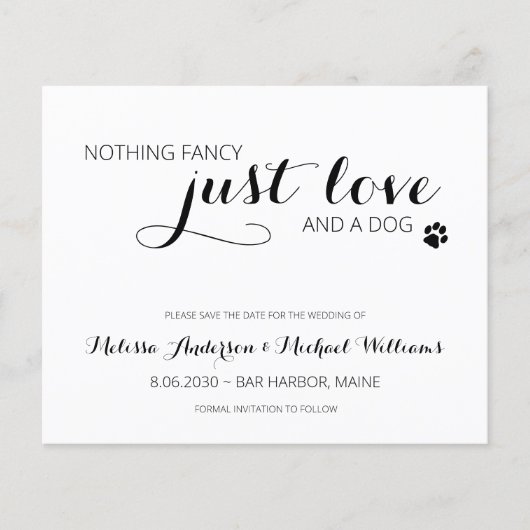 Just Love Pet Dog Save The Date Budget QR Code (正面)