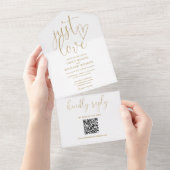 Just Love QR モダン Code Chic金ゴールド結婚 オールインワン招待状 (貼ってはがせる)