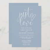 Just Love QR モダン Code Dusty Blue 結婚's 招待状 (正面/裏面)