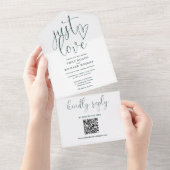 Just Love QR モダン Code Emerald Green結婚's オールインワン招待状 (貼ってはがせる)