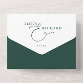 Just Love QR モダン Code Emerald Green結婚's オールインワン招待状 (裏面)