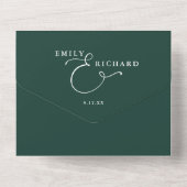 Just Love QR モダン Code Emerald Green結婚's オールインワン招待状 (裏面)