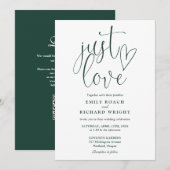 Just Love QR モダン Code Emerald Green結婚's 招待状 (正面/裏面)