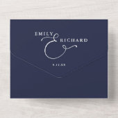 Just Love QR モダン Code Navy Blue 結婚's オールインワン招待状 (裏面)