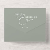 Just Love QR モダン Code Sage Green結婚's オールインワン招待状 (裏面)