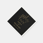 Just Love Script エレガント Black And金ゴールド結婚 スタンダードカクテルナプキン (角)