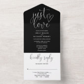 Just Love Script エレガント Black And White結婚's オールインワン招待状 (内側)