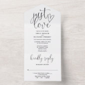 Just Love Script エレガント Black And White結婚's オールインワン招待状 (内側)
