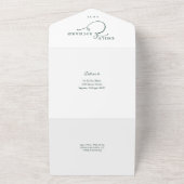 Just Love Script エレガント Emerald Green結婚's オールインワン招待状 (外側)