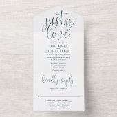 Just Love Script エレガント Emerald Green結婚's オールインワン招待状 (内側)