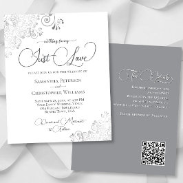 Just Love Silver QRコード予算の結婚式の招待