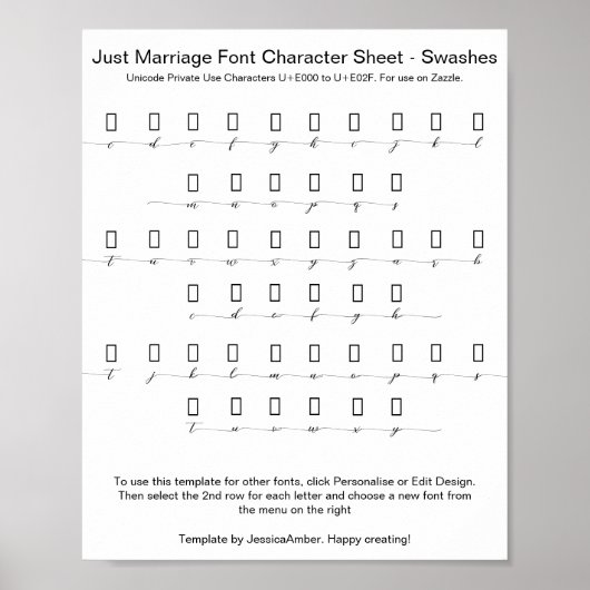 Just Marriage フォントの代替文字シート ポスター (正面)