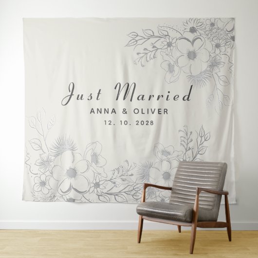 Just Married ウェディング背景 タペストリー (インサイチュ(横))