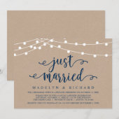 Just Married、エロープメント・ウェディングパーティーのお祝い 招待状 (正面/裏面)