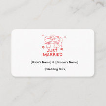 Just Married オーダーメイド ビジネスカード、カスタム 結婚式