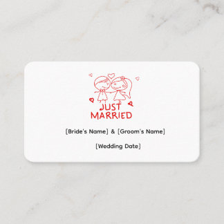 Just Married オーダーメイド ビジネスカード、カスタム 結婚式 名刺