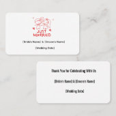 Just Married オーダーメイド ビジネスカード、カスタム 結婚式 名刺 (正面/裏面)