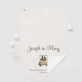 "Just Married" ゴルフカートの花嫁と新郎ギフト ゴルフタオル (インサイチュ)