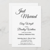 「Just Married」シンプルでエレガントな結婚式の招待状 招待状 (正面/裏面)