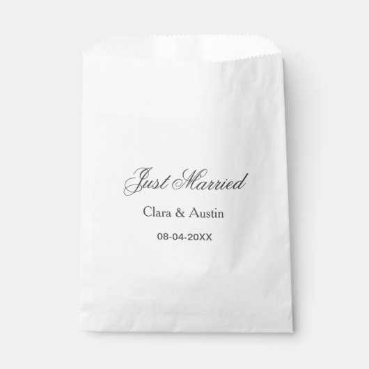 Just Married 結婚おめでとう カップル名 入籍日 年 ウェディング sim フェイバーバッグ (正面)