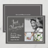 JUST MARRIED 結婚フォト発表 グレー 案内状 (正面/裏面)