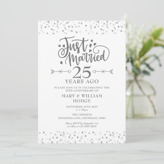 Just Married 25th Wedding Anniversary 招待状 (スタンド正面)