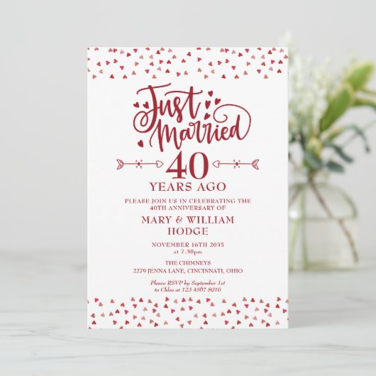 Just Married 40th Wedding Anniversary 招待状 (スタンド正面)