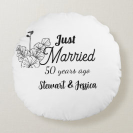 Just married 50 year ago wedding anniversary ラウンドクッション