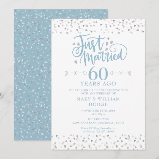 Just Married 60th Wedding Anniversary 招待状 (正面/裏面)