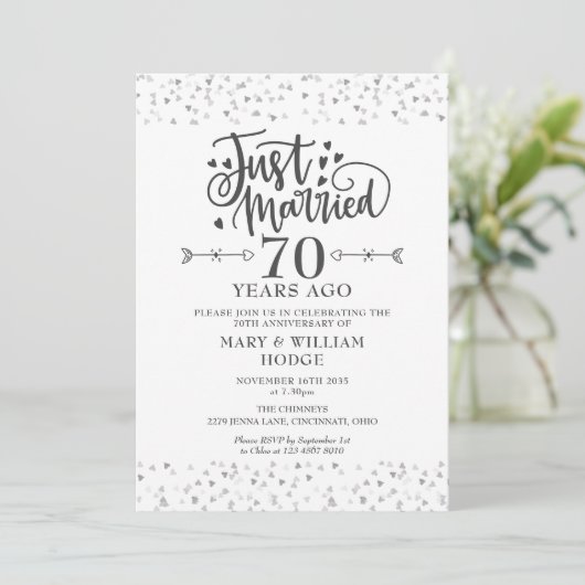 Just Married 70th Wedding Anniversary 招待状 (スタンド正面)