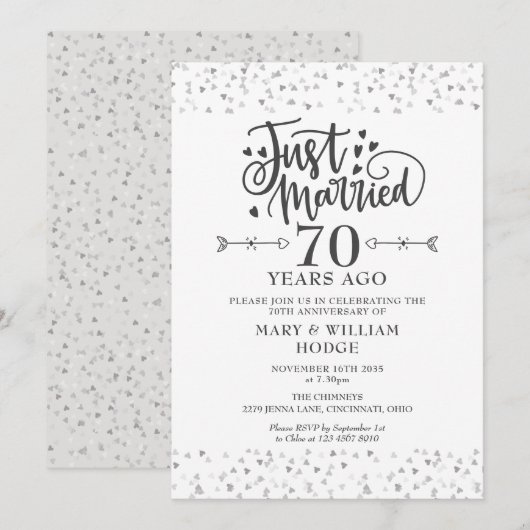 Just Married 70th Wedding Anniversary 招待状 (正面/裏面)
