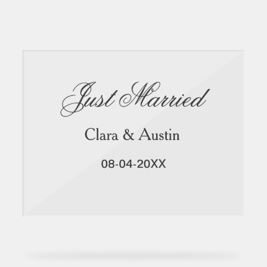 Just Married add couple name date year wedding sim アクリルサイン (正面)