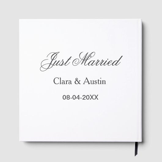 Just Married add couple name date year wedding sim ゲストブック (裏面)