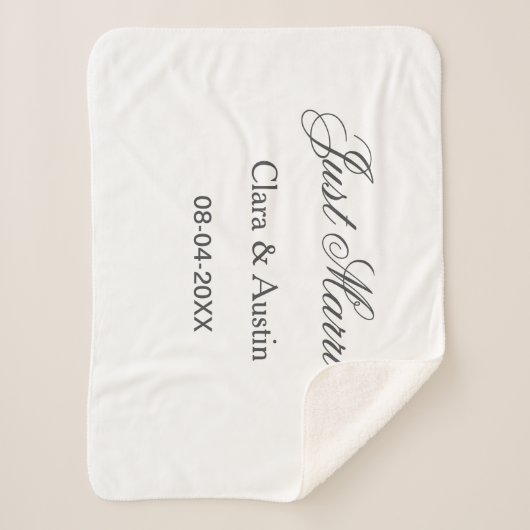 Just Married add couple name date year wedding sim シェルパブランケット (正面)