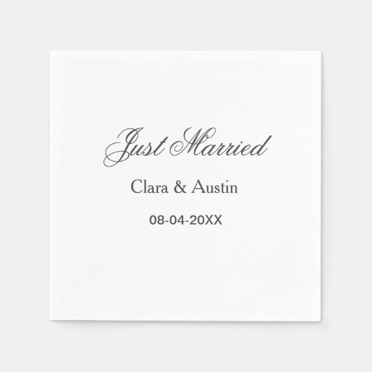 Just Married add couple name date year wedding sim スタンダードカクテルナプキン (正面)