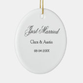 Just Married add couple name date year wedding sim セラミックオーナメント (右)