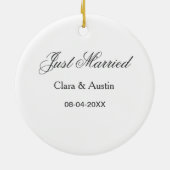 Just Married add couple name date year wedding sim セラミックオーナメント (裏面)