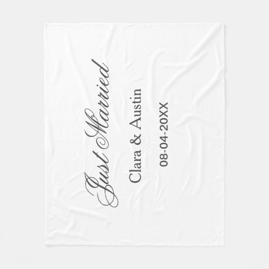Just Married add couple name date year wedding sim フリースブランケット (正面)