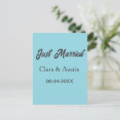Just Married add couple name date year wedding sim ポストカード (スタンド正面)
