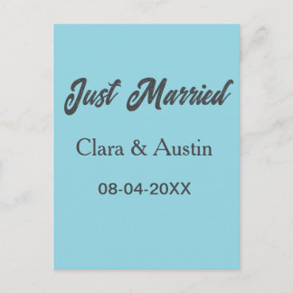 Just Married add couple name date year wedding sim ポストカード