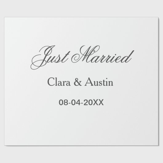 Just Married add couple name date year wedding sim ラッピングペーパー (フラット)