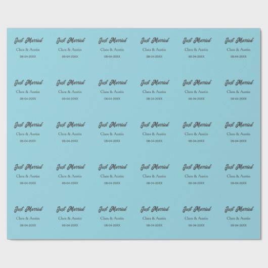 Just Married add couple name date year wedding sim ラッピングペーパー (フラット)