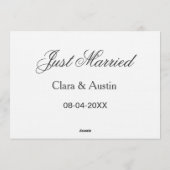 Just Married add couple name date year wedding sim 招待状 (裏面)