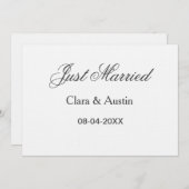 Just Married add couple name date year wedding sim 招待状 (正面/裏面)