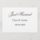 Just Married add couple name date year wedding sim 招待状 (正面)