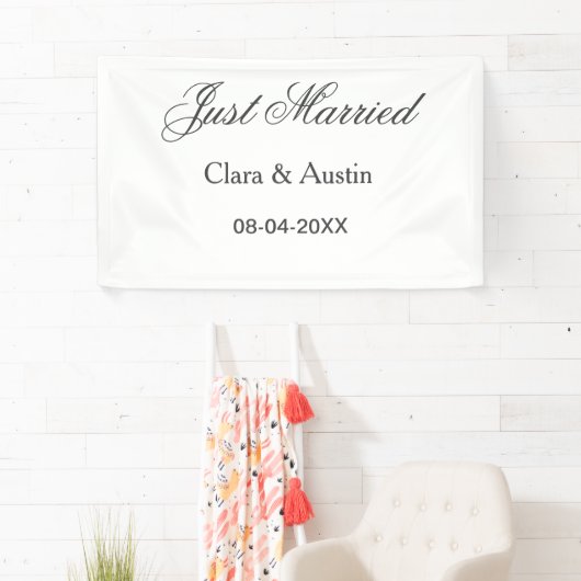 Just Married add couple name date year wedding sim 横断幕 (インサイチュ)